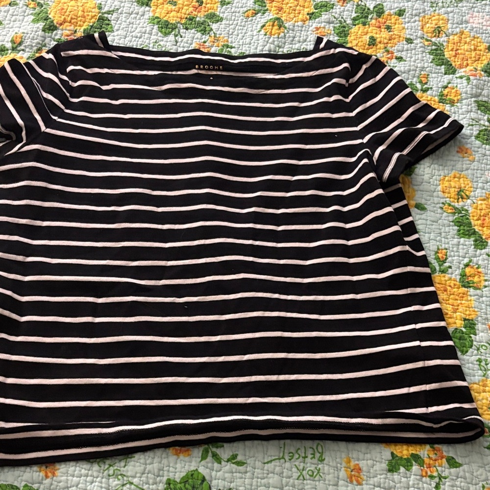 Kate Spade Black and White Striped Short Sleeve Tee